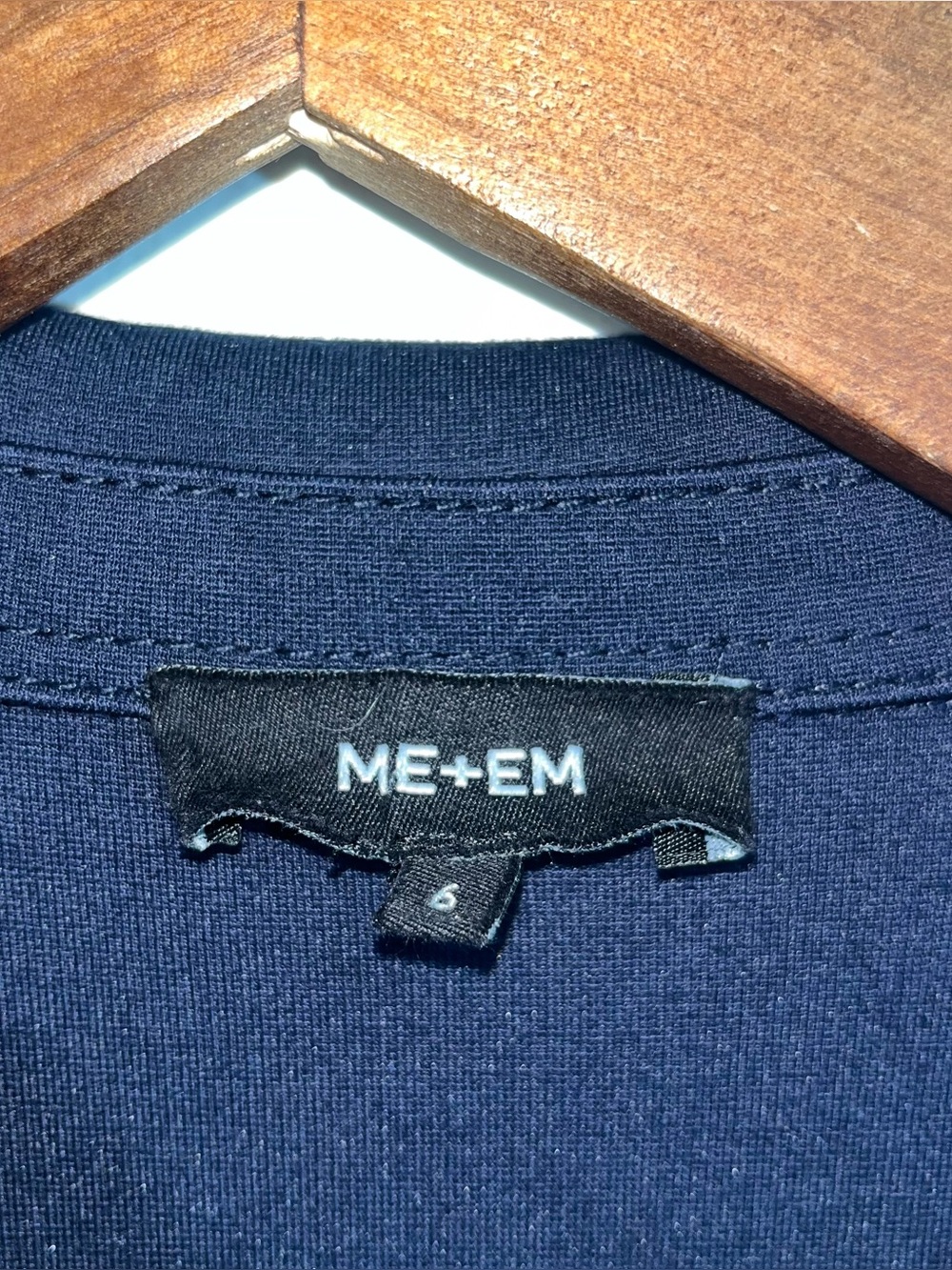 ME+EM Navy Tailored Split Neck Midi Dress 3/4 Sleeve Pocket Size 6 - Picture 14 of 14